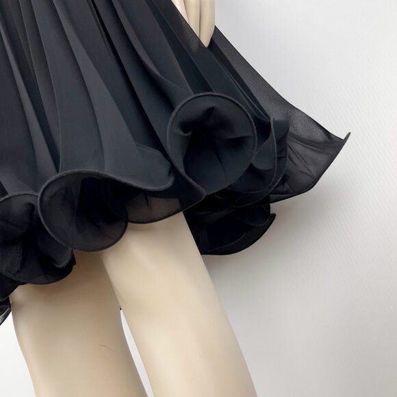 VERA MONT Luxury Designer Frill Crinoline Pleated Black Skirt Waist 26.5 in - Picture 4 of 12